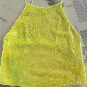 Zara Yellow Sequin Halter Top